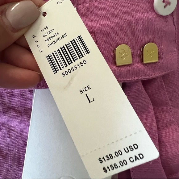 NWT SCOTCH AND SODA High-Rise Linen Tie Bubblegum Pink Shorts Sz L - Picture 8 of 9